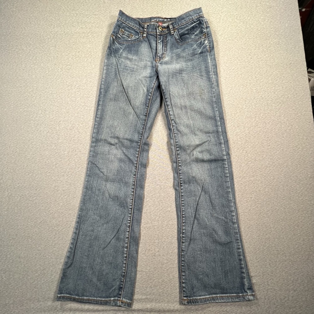 Firefly Womens Blue Jeans Denim Bootcut Embellished Pockets Size 4